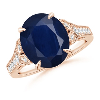 12x10mm A Aeon Vintage Inspired Oval Sapphire Solitaire Engagement Ring with Milgrain in Rose Gold