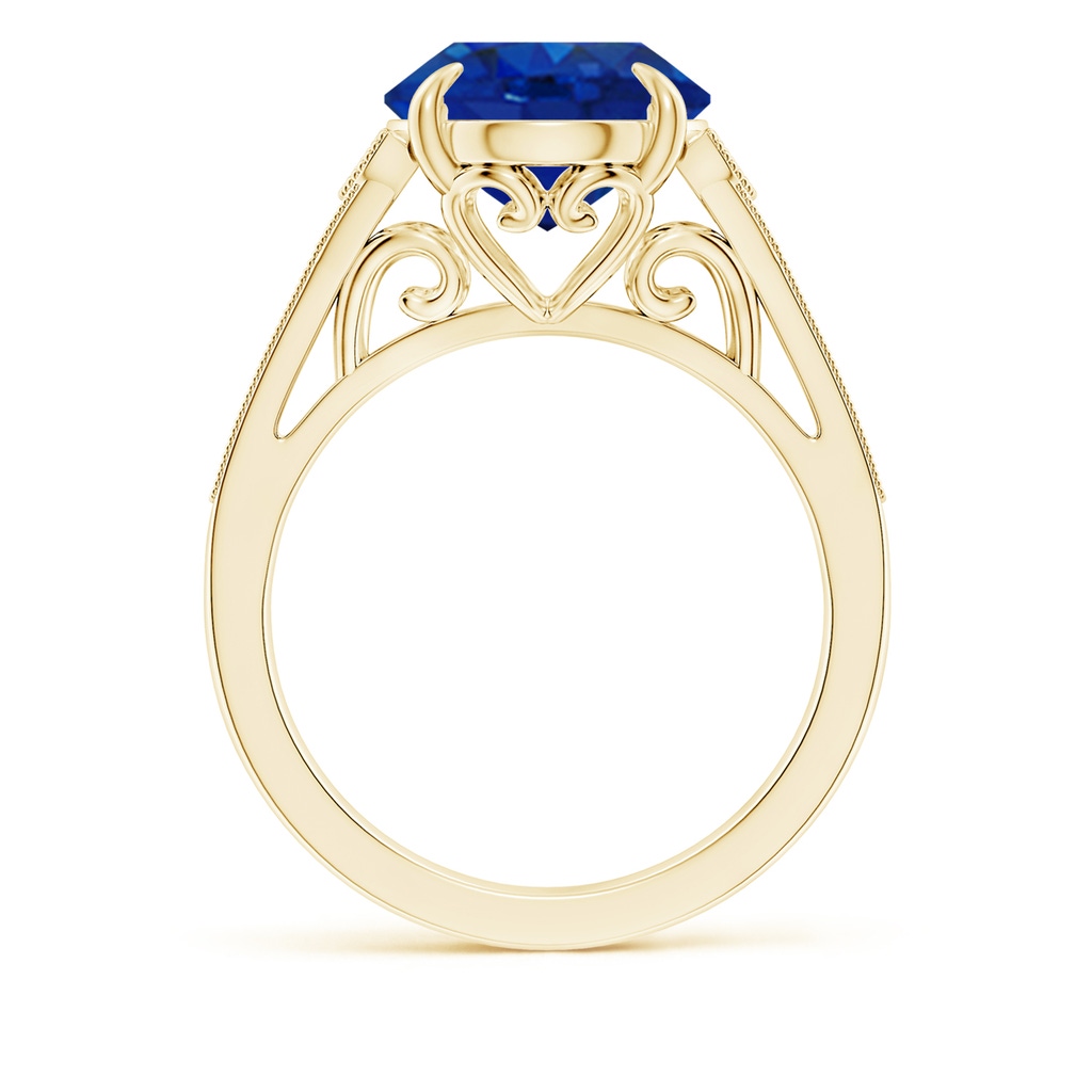 12x10mm AAA Aeon Vintage Inspired Oval Sapphire Solitaire Engagement Ring with Milgrain in 18K Yellow Gold Side 199