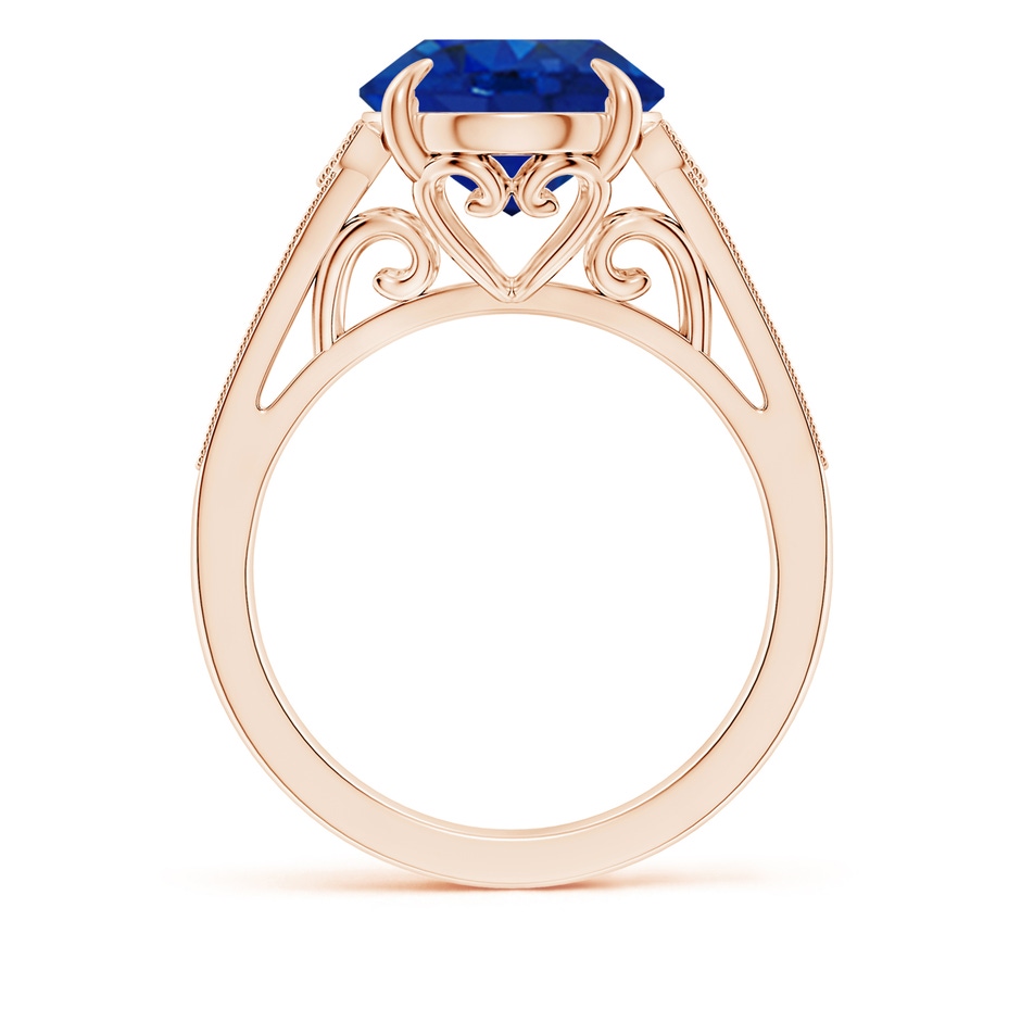 12x10mm AAA Aeon Vintage Inspired Oval Sapphire Solitaire Engagement Ring with Milgrain in Rose Gold side 199