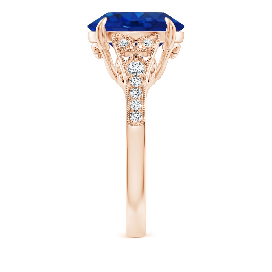12x10mm AAA Aeon Vintage Inspired Oval Sapphire Solitaire Engagement Ring with Milgrain in Rose Gold side 299