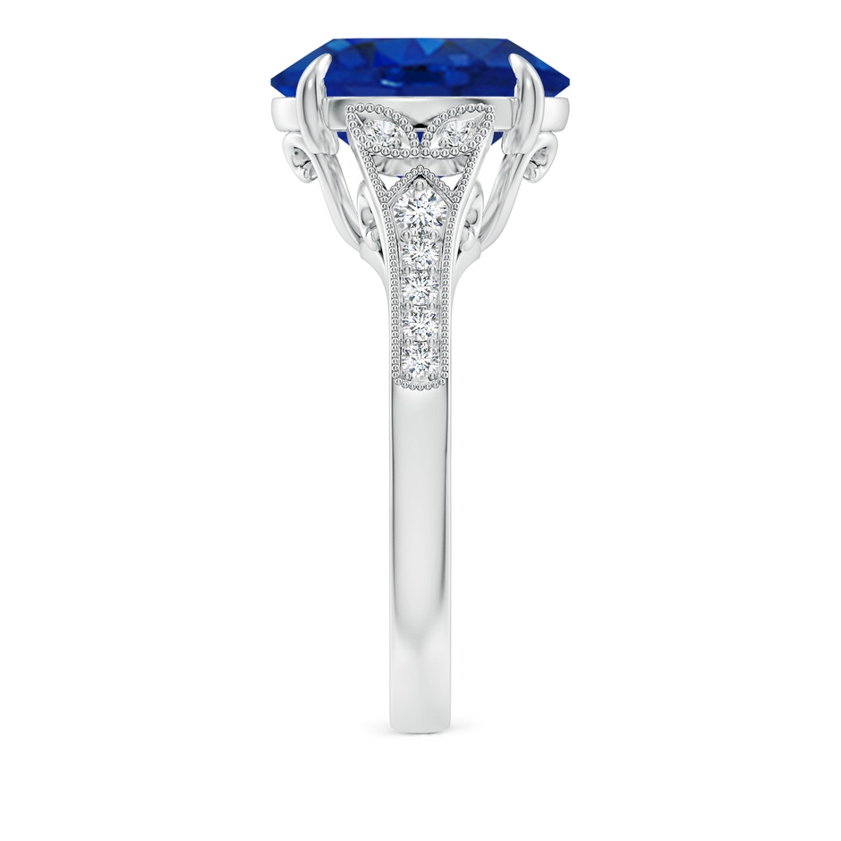 12x10mm AAA Aeon Vintage Inspired Oval Sapphire Solitaire Engagement Ring with Milgrain in White Gold side 299