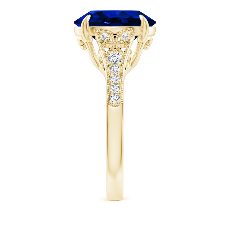 12x10mm Lab-Grown Aeon Vintage Inspired Oval Sapphire Solitaire Engagement Ring with Milgrain in 18K Yellow Gold side 299