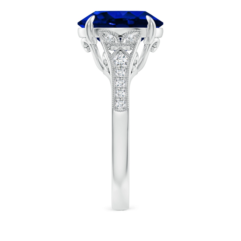 12x10mm Lab-Grown Aeon Vintage Inspired Oval Sapphire Solitaire Engagement Ring with Milgrain in White Gold side 299