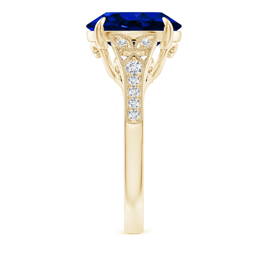 12x10mm Lab-Grown Aeon Vintage Inspired Oval Sapphire Solitaire Engagement Ring with Milgrain in Yellow Gold side 299