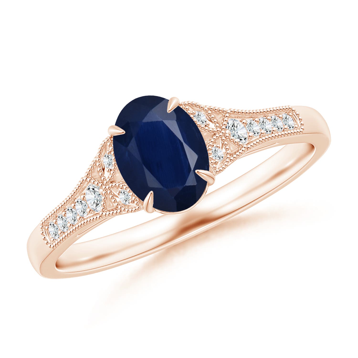 A - Blue Sapphire / 0.96 CT / 14 KT Rose Gold