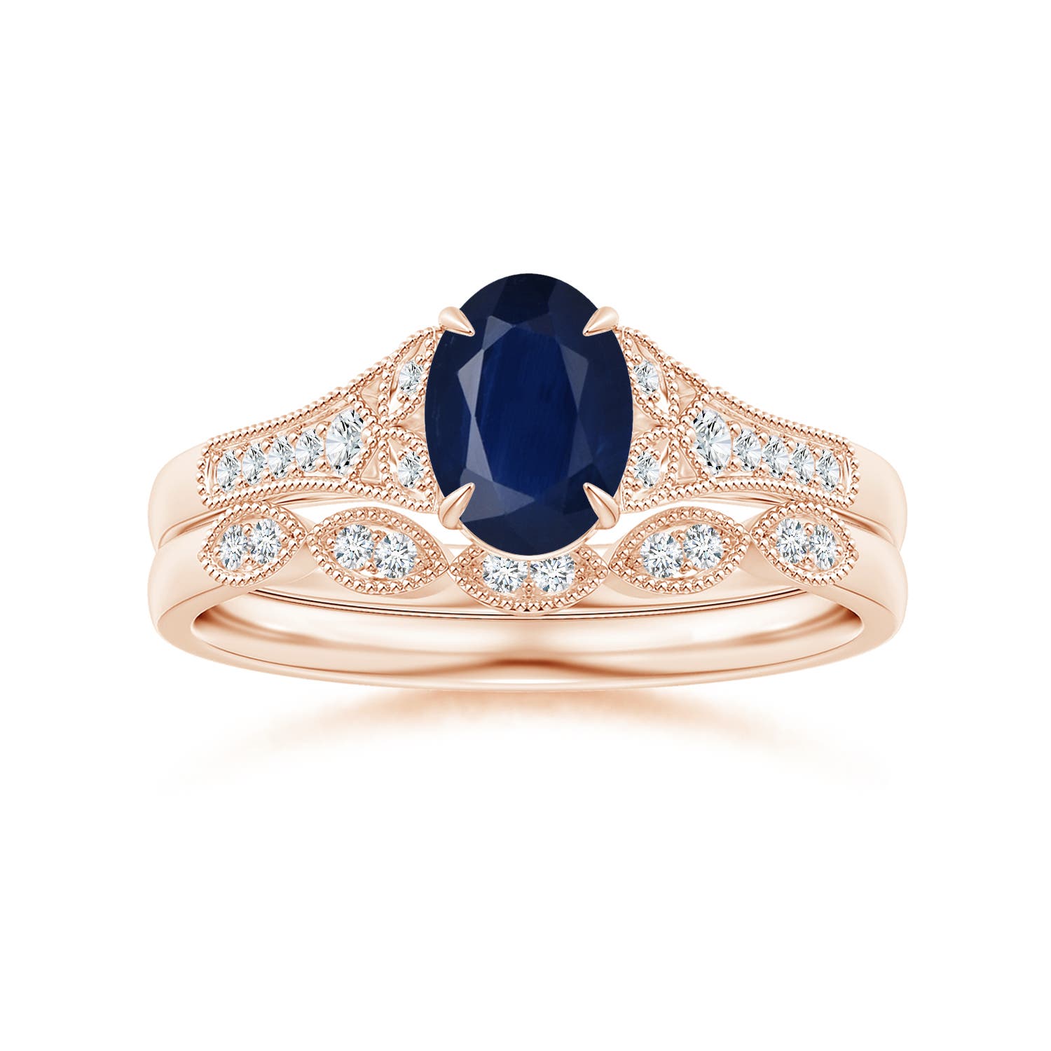 A - Blue Sapphire / 0.96 CT / 14 KT Rose Gold