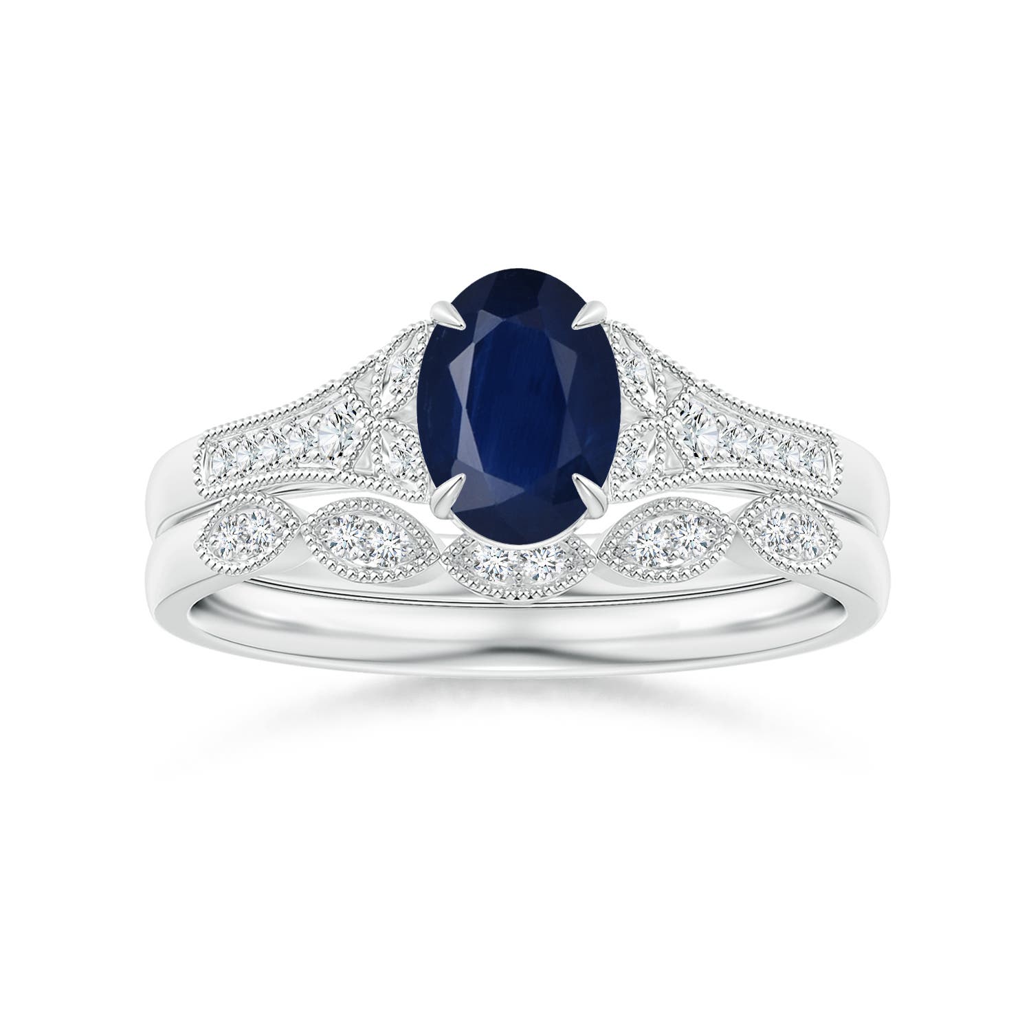 A - Blue Sapphire / 0.96 CT / 14 KT White Gold