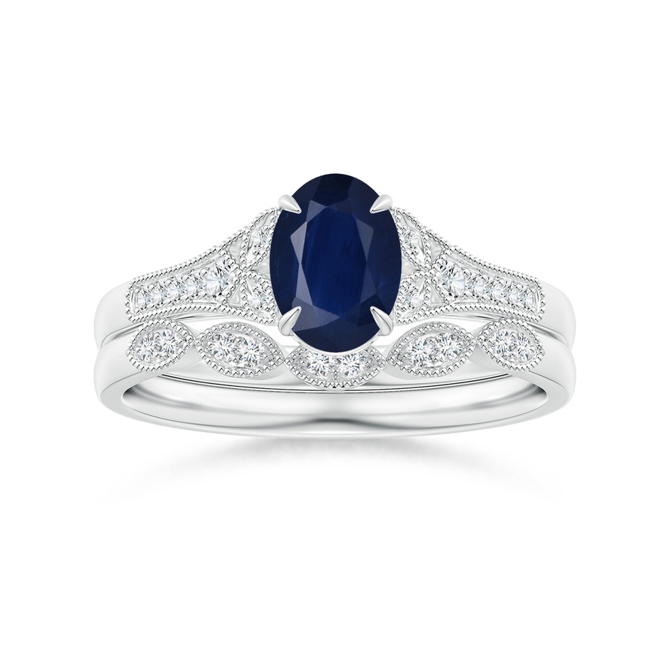 7x5mm A Aeon Vintage Inspired Oval Sapphire Solitaire Engagement Ring with Milgrain in White Gold side 499