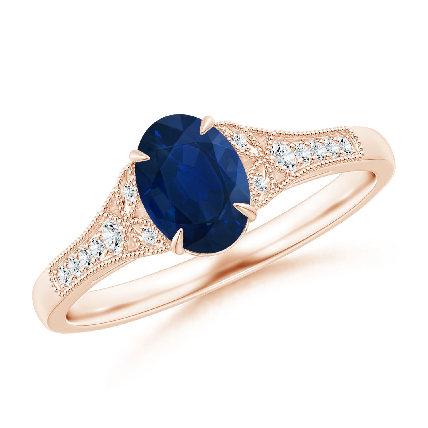 AA - Blue Sapphire / 0.96 CT / 14 KT Rose Gold