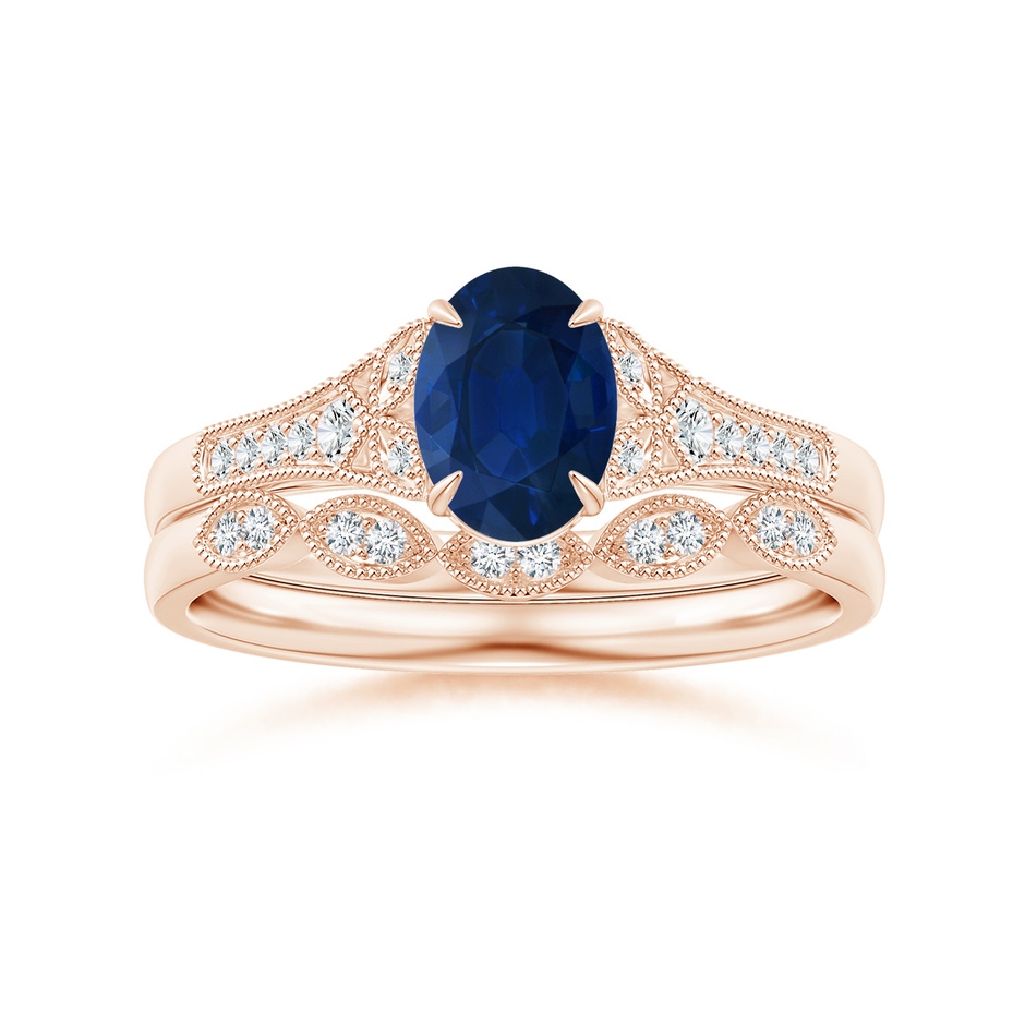7x5mm AA Aeon Vintage Inspired Oval Sapphire Solitaire Engagement Ring with Milgrain in Rose Gold side 499
