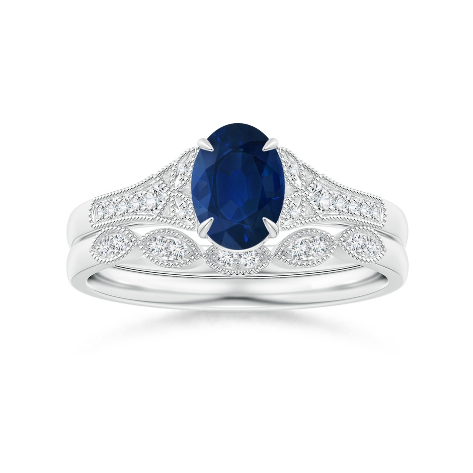 7x5mm AA Aeon Vintage Inspired Oval Sapphire Solitaire Engagement Ring with Milgrain in White Gold side 499