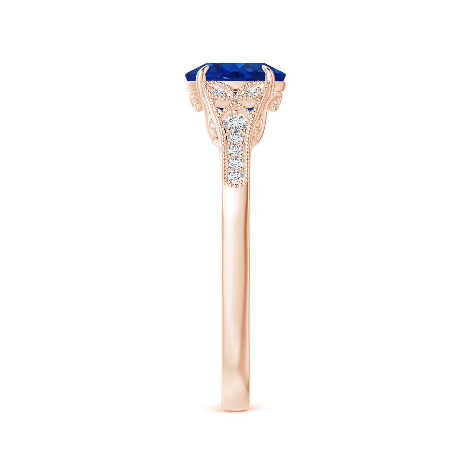 7x5mm AAA Aeon Vintage Inspired Oval Sapphire Solitaire Engagement Ring with Milgrain in Rose Gold side 299