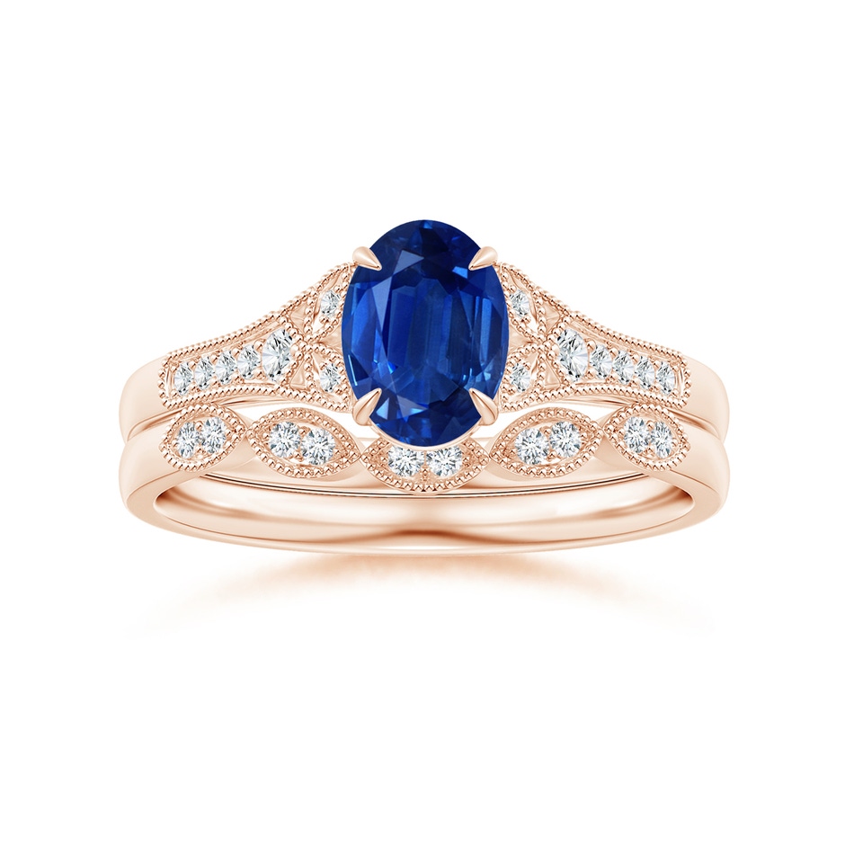 7x5mm AAA Aeon Vintage Inspired Oval Sapphire Solitaire Engagement Ring with Milgrain in Rose Gold side 499