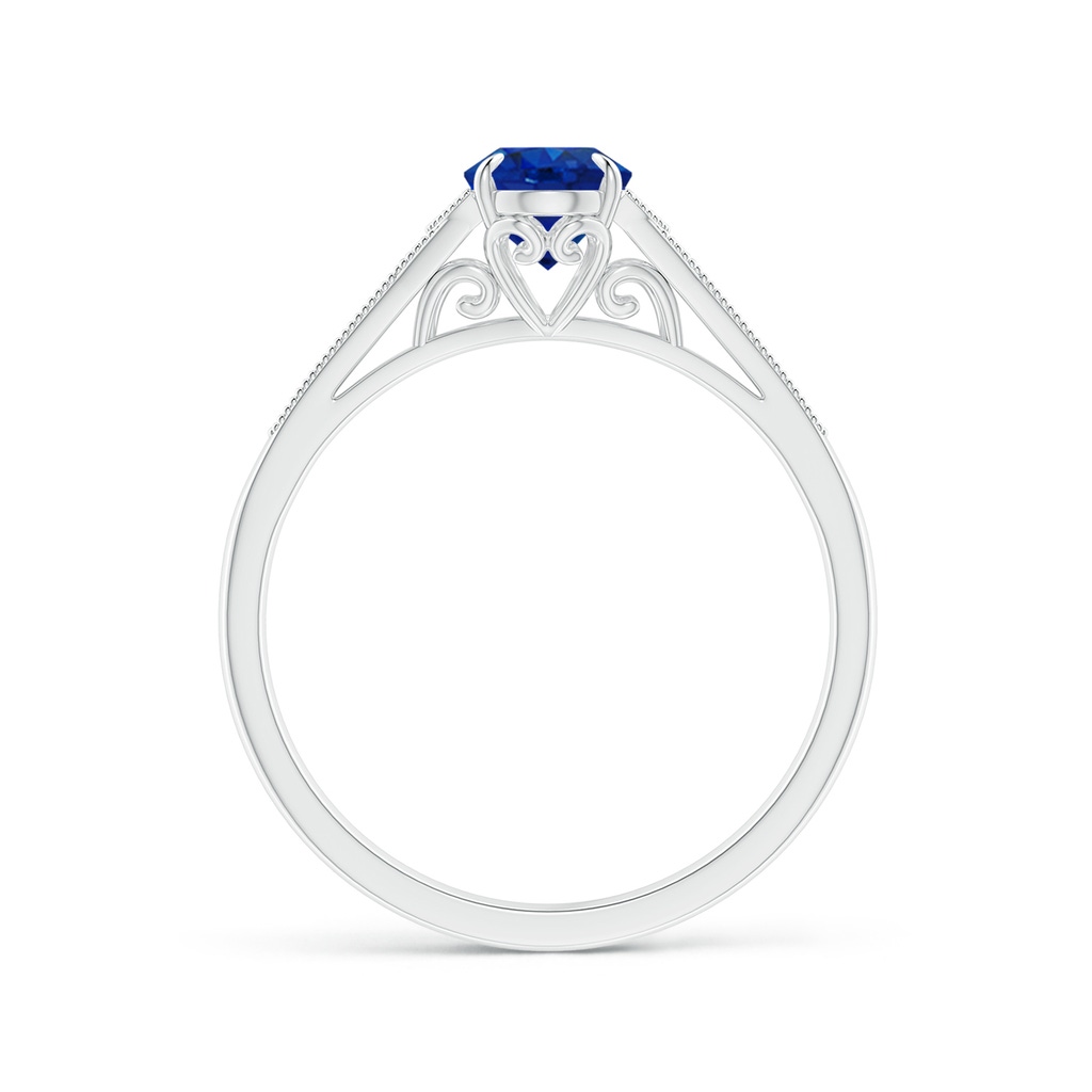 7x5mm AAA Aeon Vintage Inspired Oval Sapphire Solitaire Engagement Ring with Milgrain in White Gold Side 199