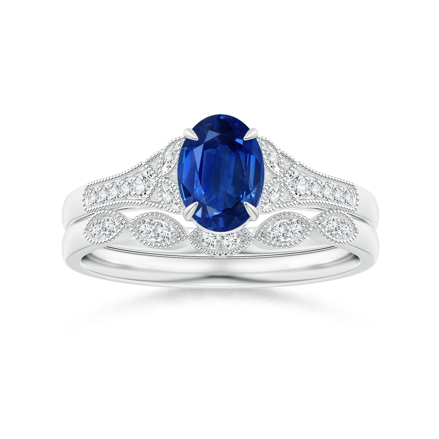 AAA - Blue Sapphire / 0.96 CT / 14 KT White Gold