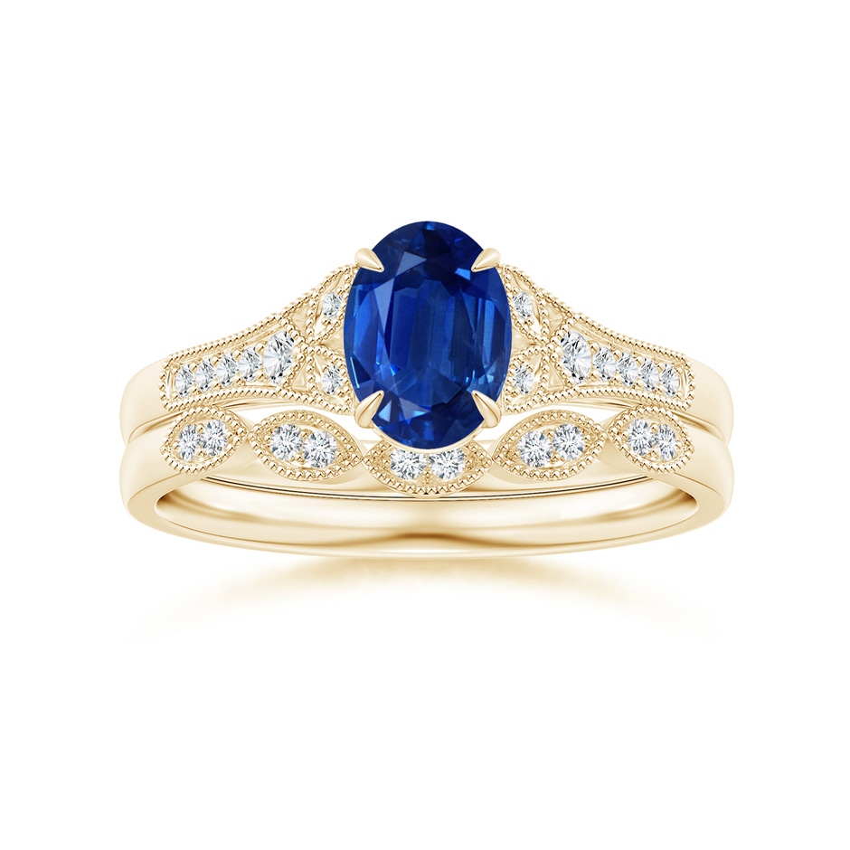 7x5mm AAA Aeon Vintage Inspired Oval Sapphire Solitaire Engagement Ring with Milgrain in Yellow Gold side 499