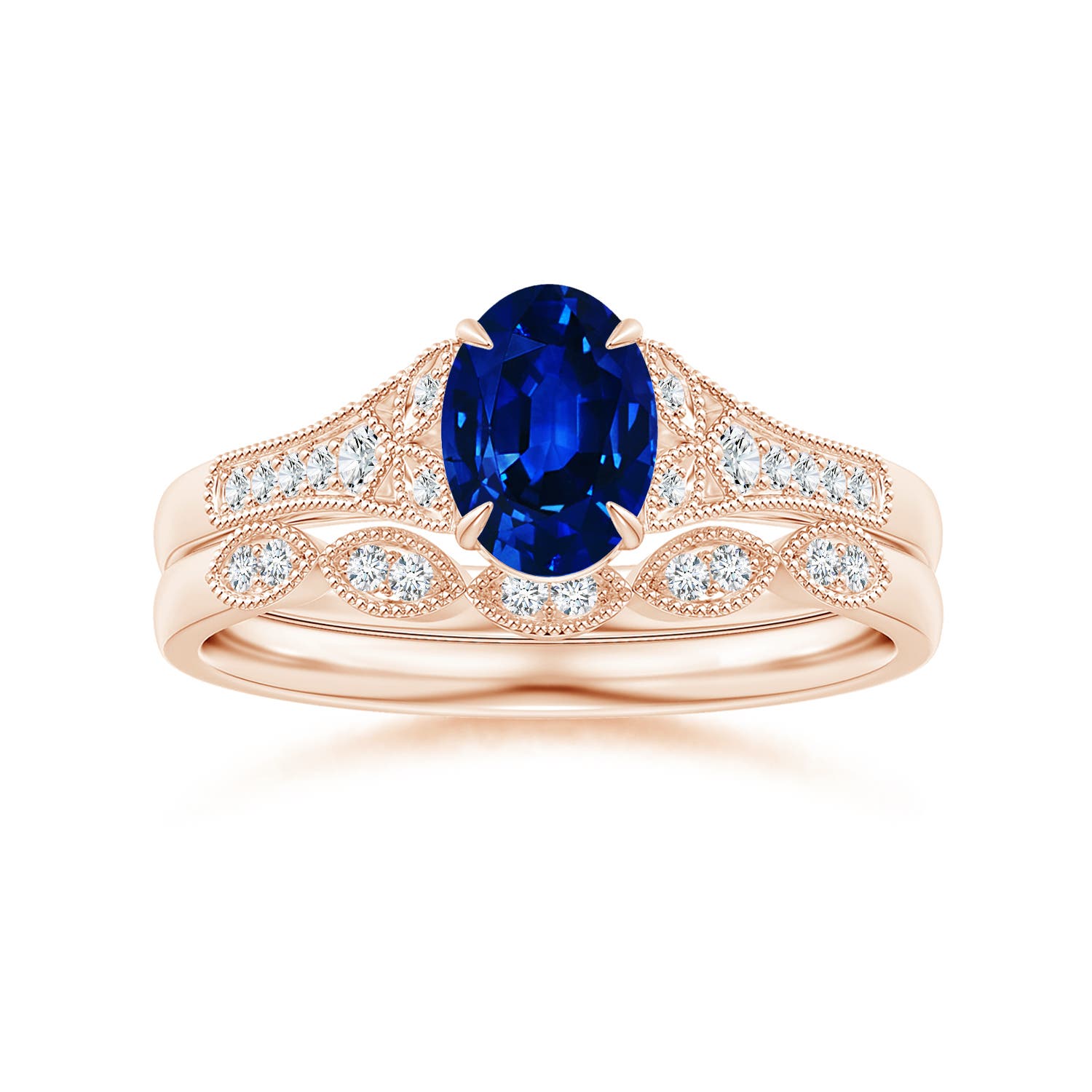 AAAA - Blue Sapphire / 0.96 CT / 14 KT Rose Gold