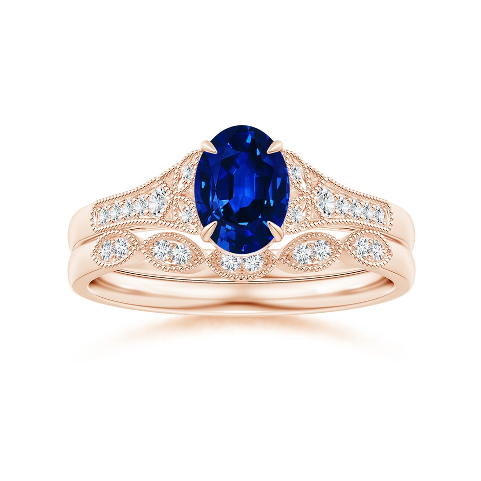 7x5mm Lab-Grown Aeon Vintage Inspired Oval Sapphire Solitaire Engagement Ring with Milgrain in Rose Gold side 499
