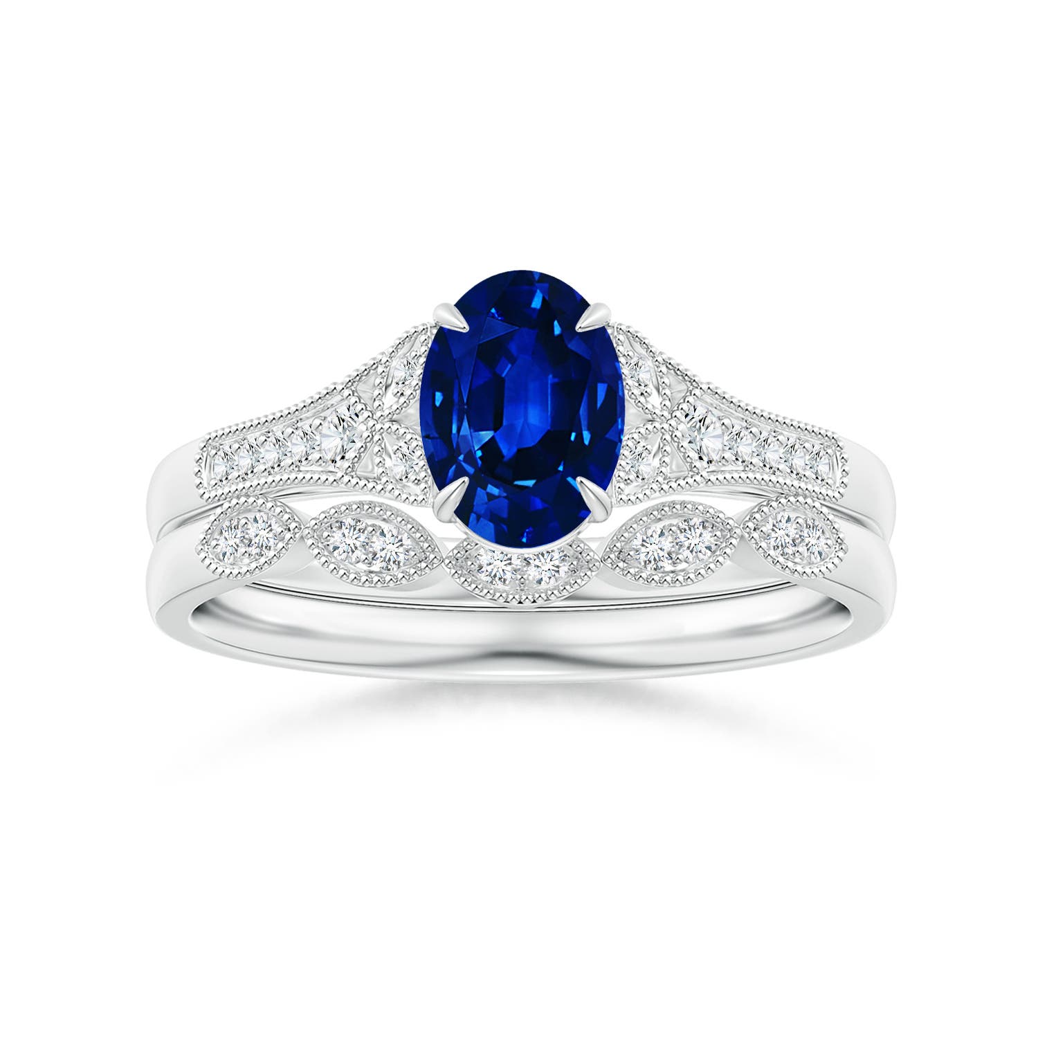 AAAA - Blue Sapphire / 0.96 CT / 14 KT White Gold