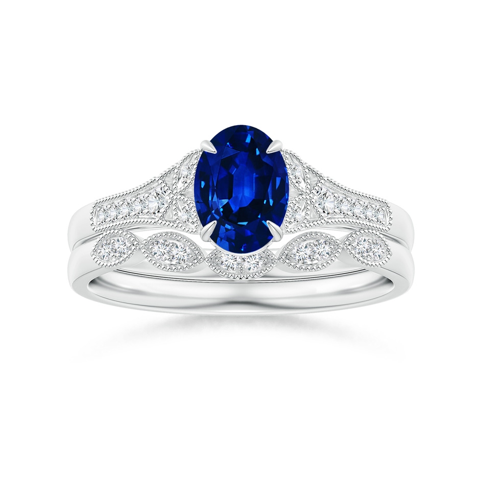 7x5mm Lab-Grown Aeon Vintage Inspired Oval Sapphire Solitaire Engagement Ring with Milgrain in White Gold side 499
