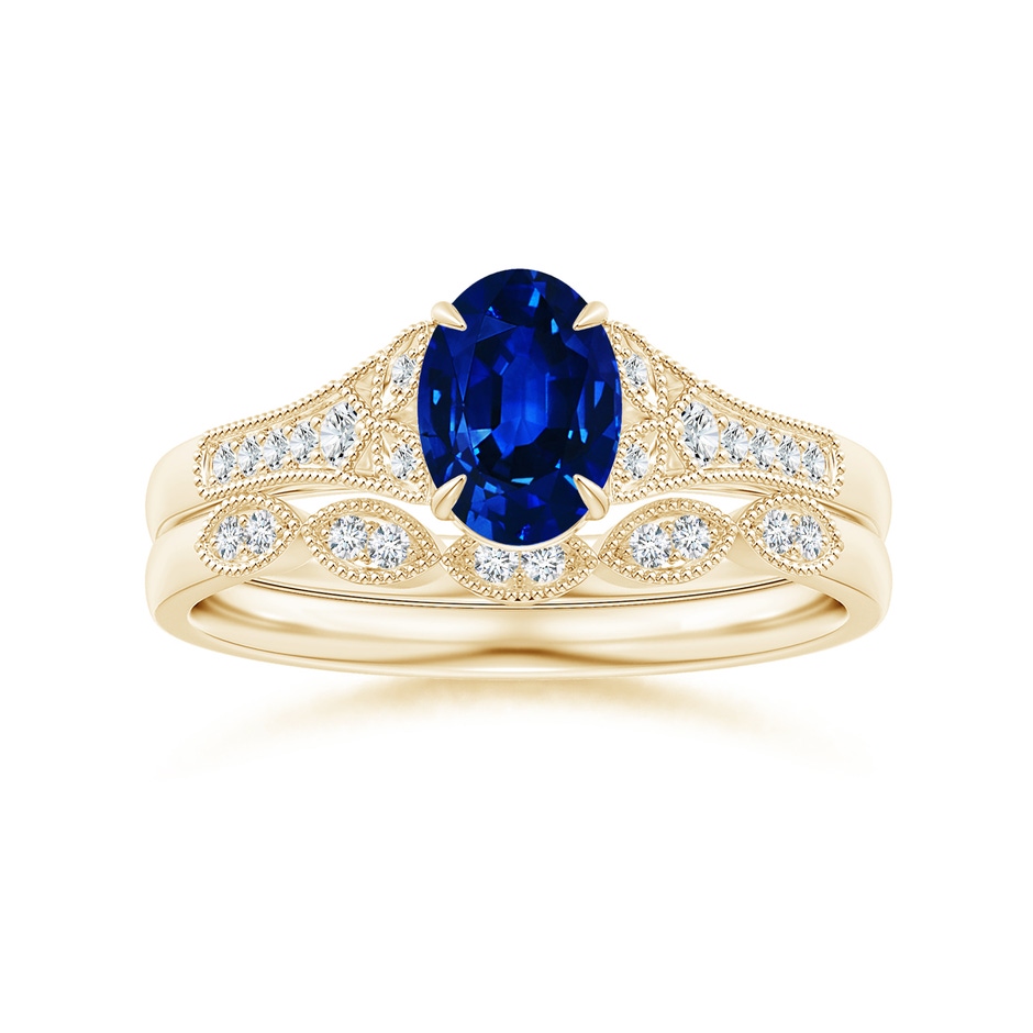 7x5mm AAAA Aeon Vintage Inspired Oval Sapphire Solitaire Engagement Ring with Milgrain in Yellow Gold side 499