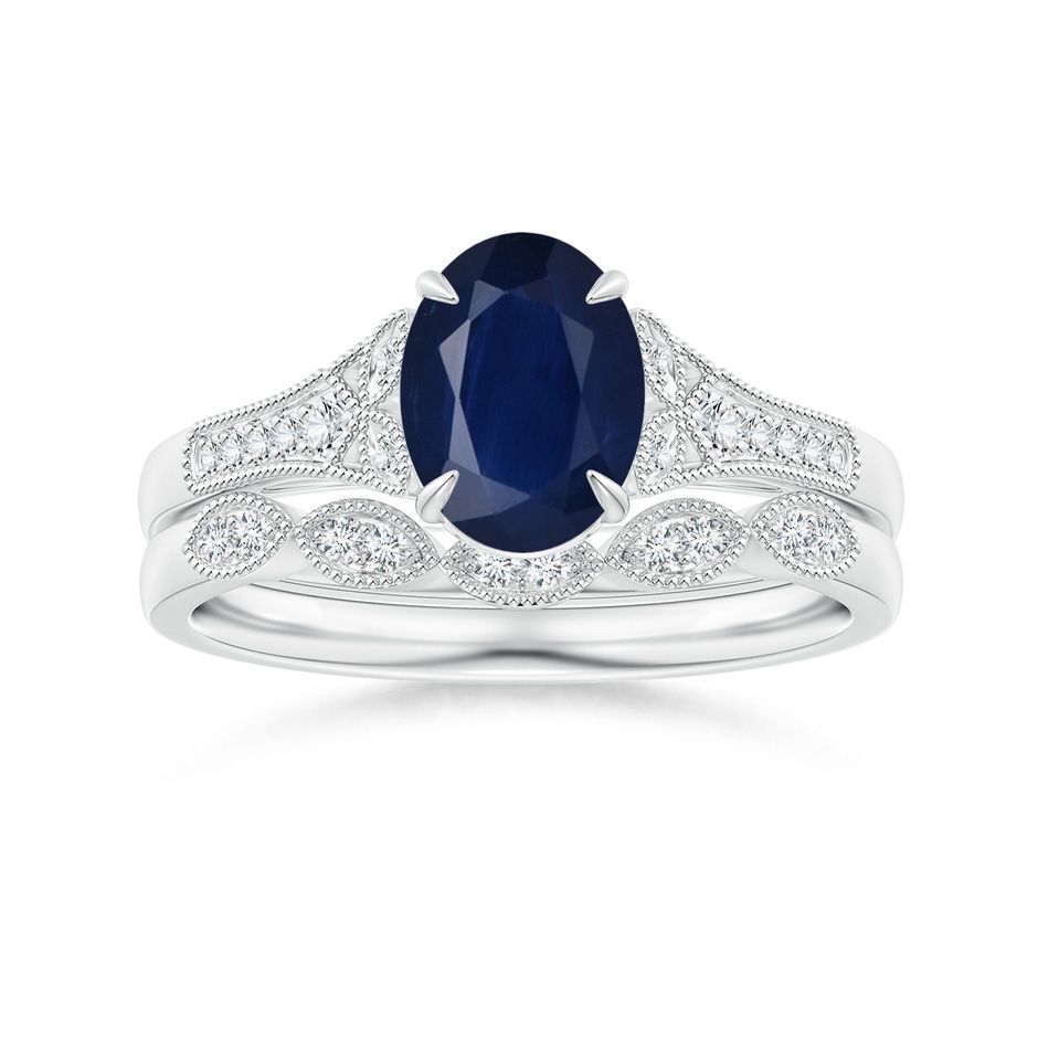 8x6mm A Aeon Vintage Inspired Oval Sapphire Solitaire Engagement Ring with Milgrain in White Gold side 499