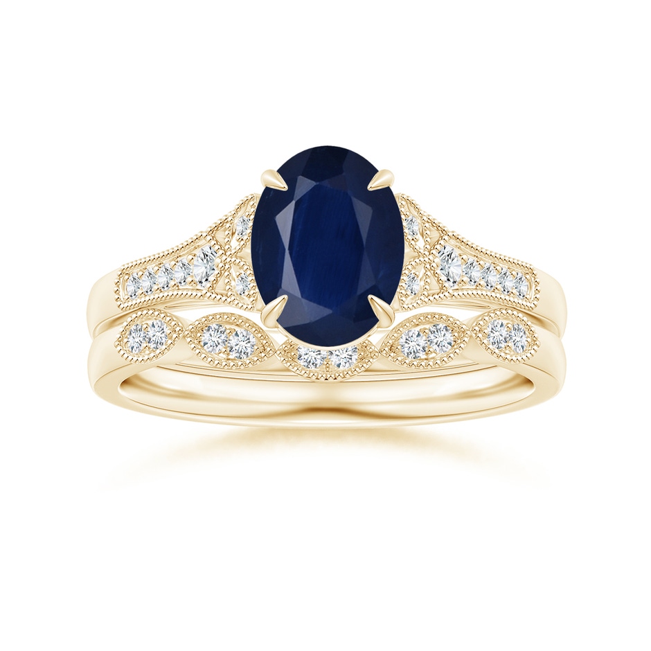 8x6mm A Aeon Vintage Inspired Oval Sapphire Solitaire Engagement Ring with Milgrain in Yellow Gold side 499