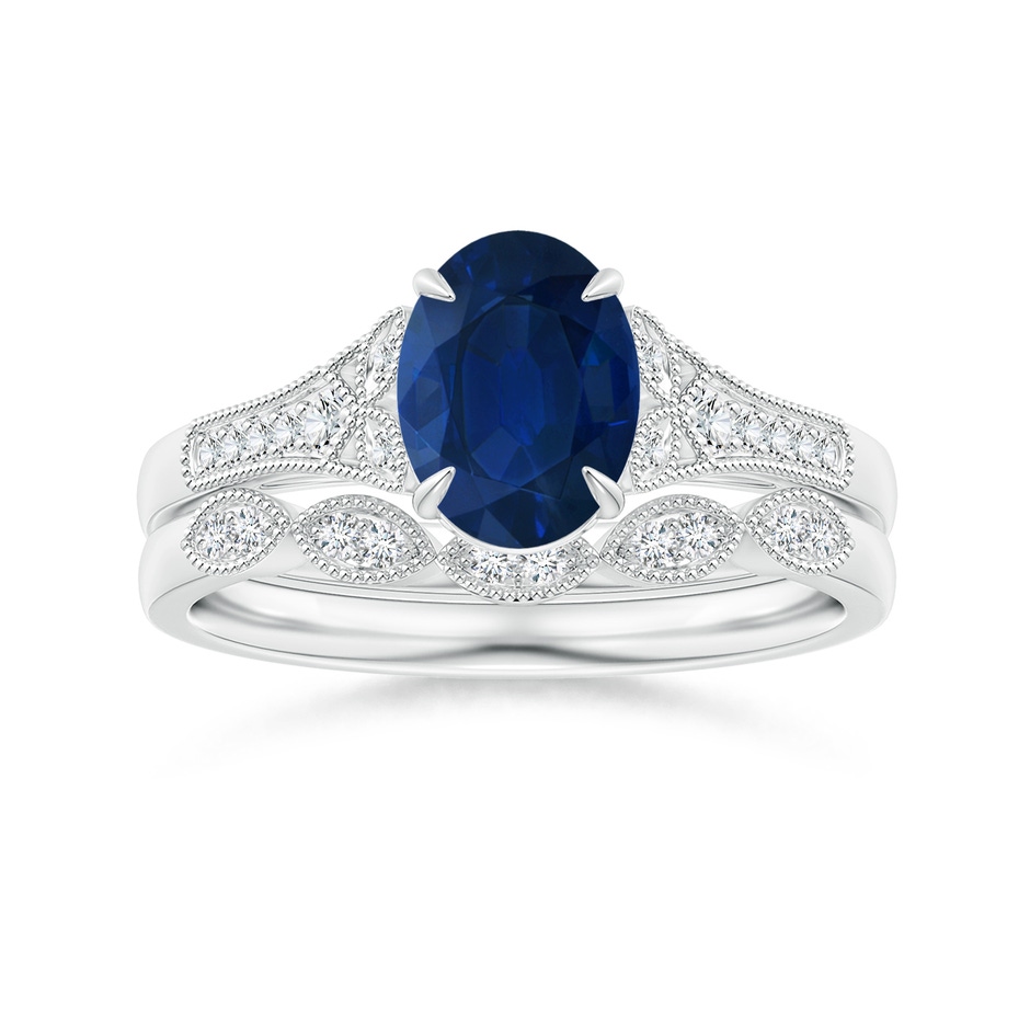8x6mm AA Aeon Vintage Inspired Oval Sapphire Solitaire Engagement Ring with Milgrain in White Gold side 499