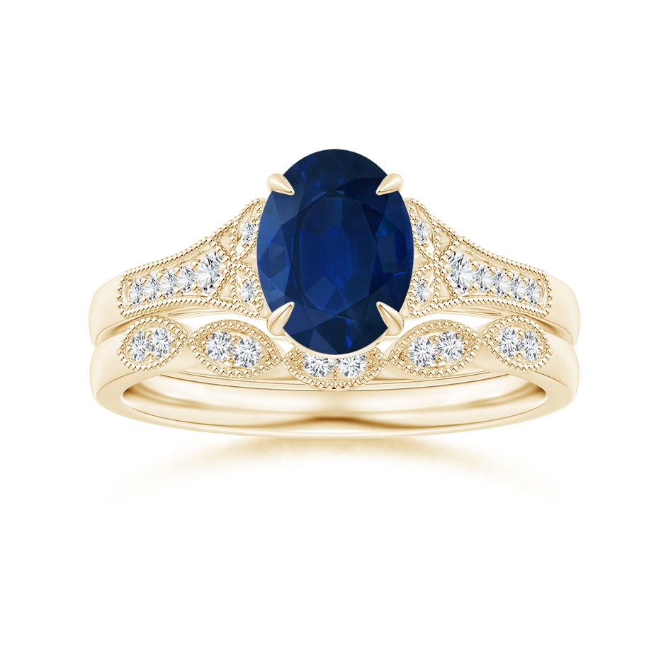 8x6mm AA Aeon Vintage Inspired Oval Sapphire Solitaire Engagement Ring with Milgrain in Yellow Gold side 499