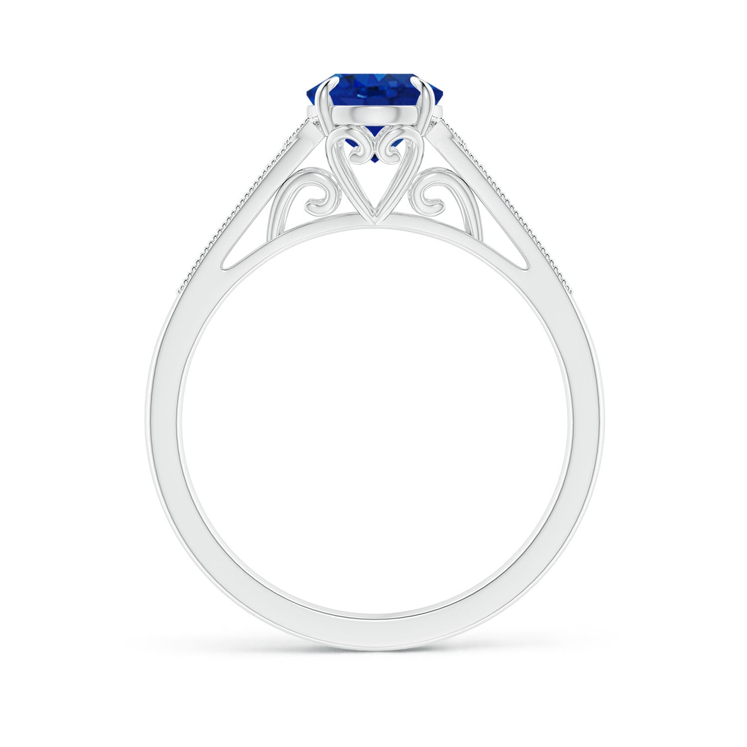 8x6mm AAA Aeon Vintage Inspired Oval Sapphire Solitaire Engagement Ring with Milgrain in 18CT White Gold - side 3