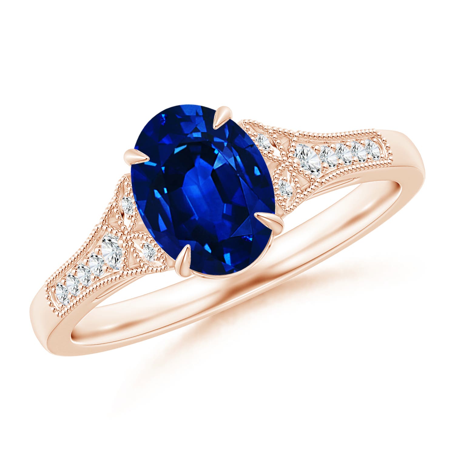 AAAA - Blue Sapphire / 1.69 CT / 14 KT Rose Gold