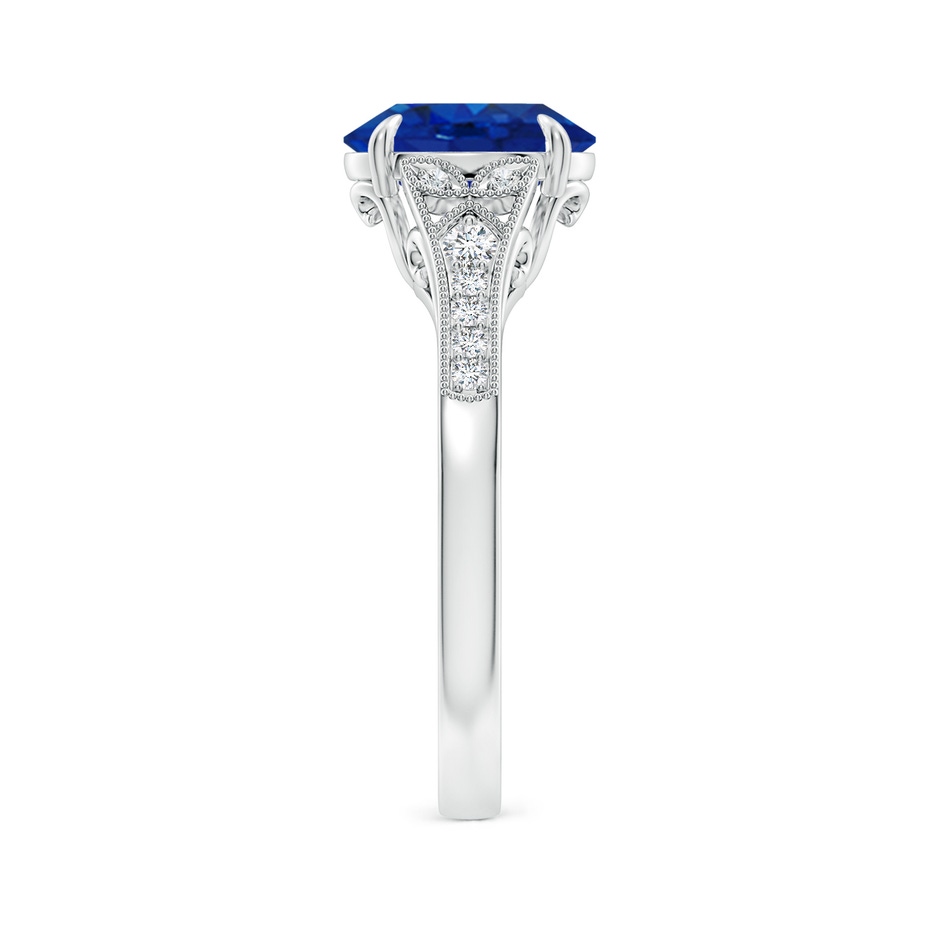 9x7mm AAA Aeon Vintage Inspired Oval Sapphire Solitaire Engagement Ring with Milgrain in White Gold side 299