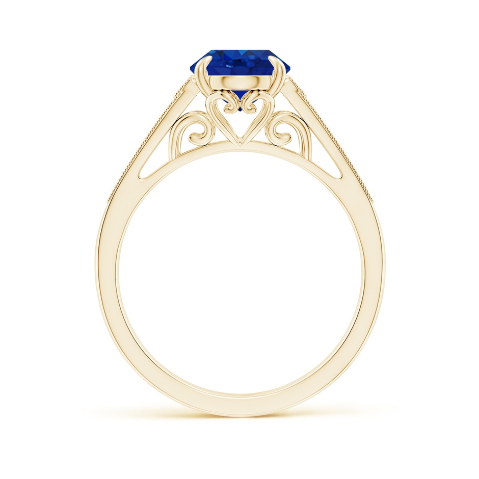 9x7mm AAA Aeon Vintage Inspired Oval Sapphire Solitaire Engagement Ring with Milgrain in Yellow Gold side 199
