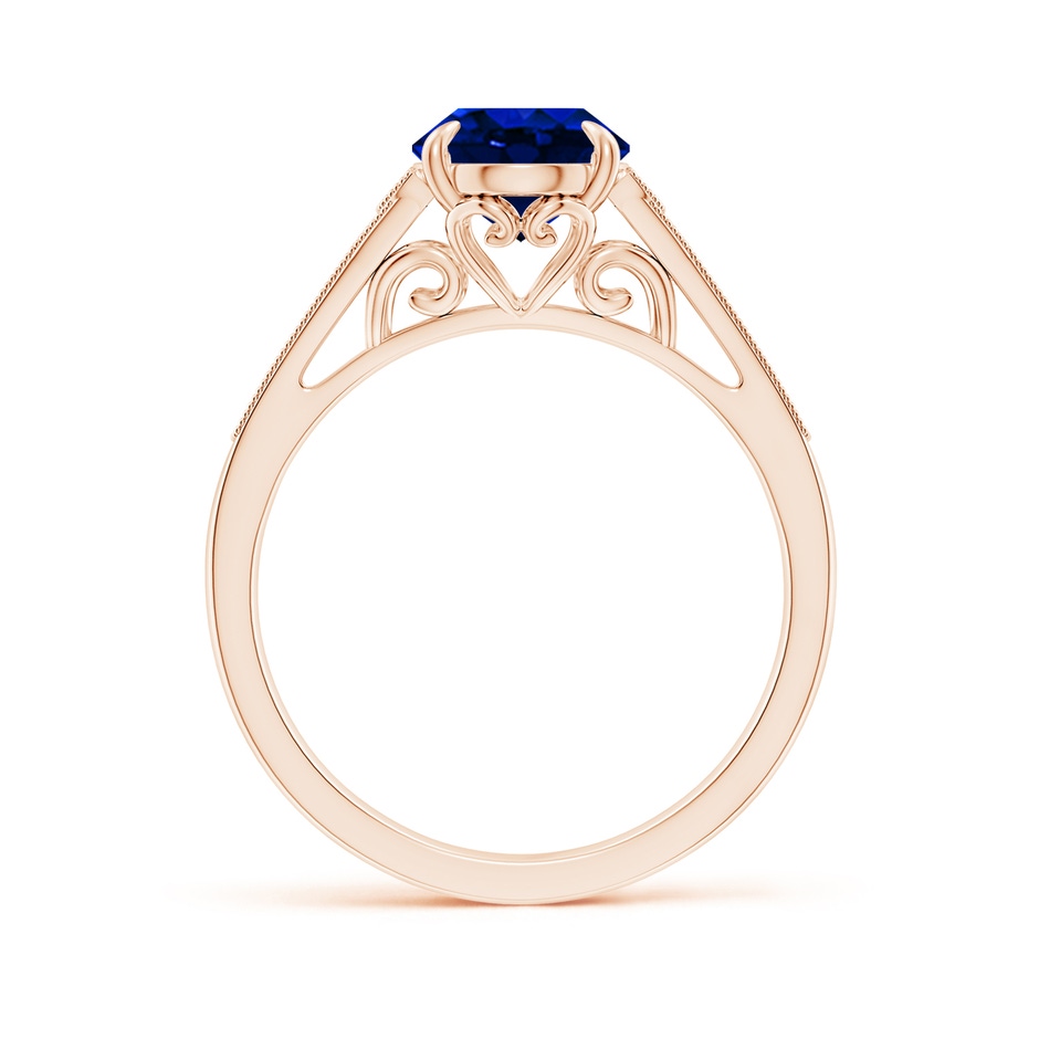 9x7mm AAAA Aeon Vintage Inspired Oval Sapphire Solitaire Engagement Ring with Milgrain in Rose Gold side 199