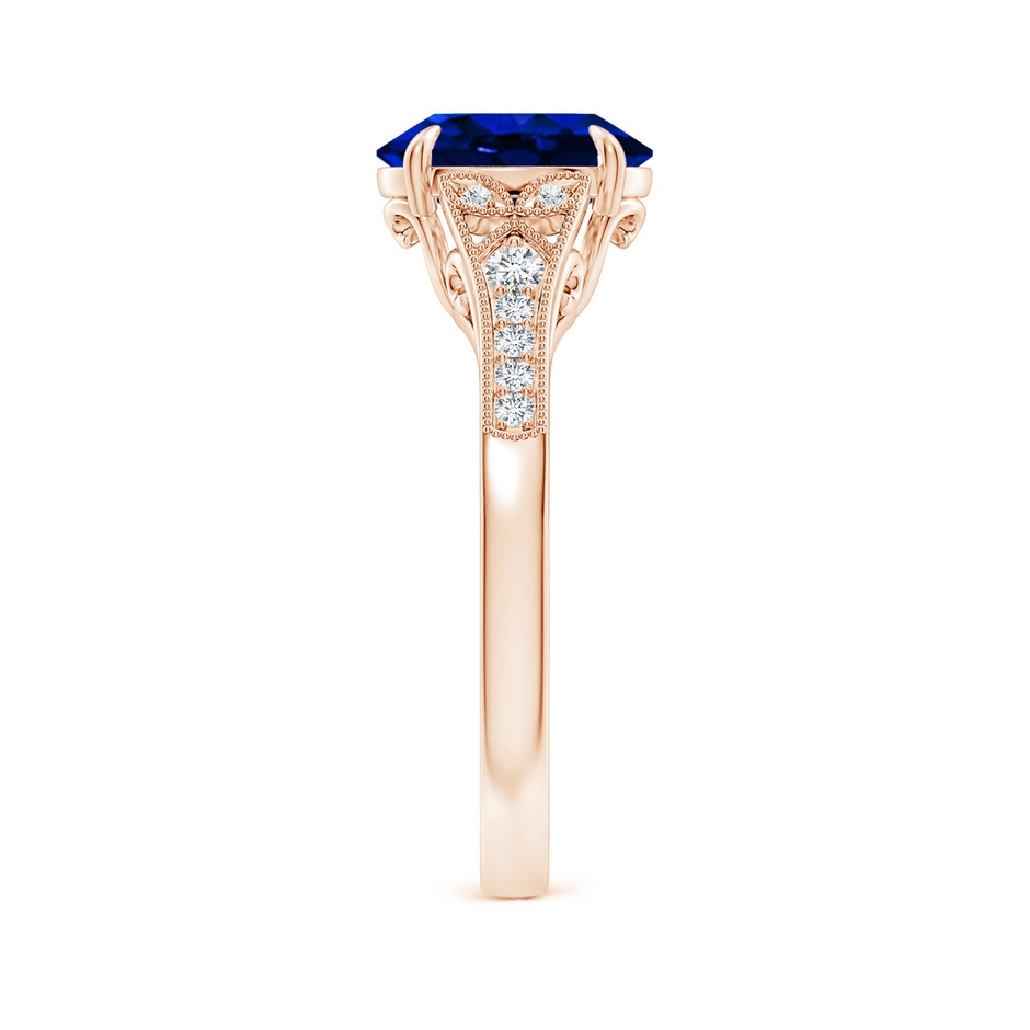 9x7mm AAAA Aeon Vintage Inspired Oval Sapphire Solitaire Engagement Ring with Milgrain in Rose Gold side 299