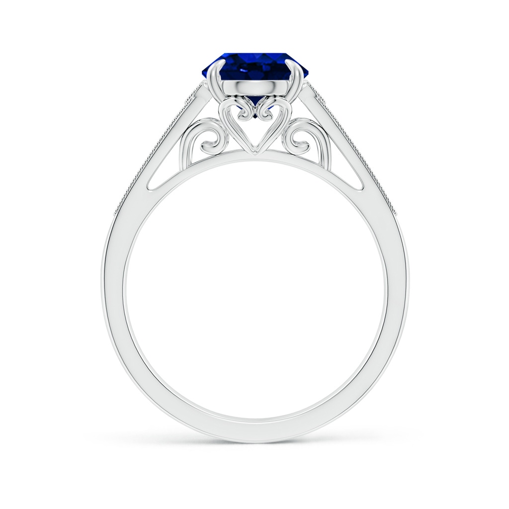 9x7mm Lab-Grown Aeon Vintage Inspired Oval Sapphire Solitaire Engagement Ring with Milgrain in White Gold - side 199