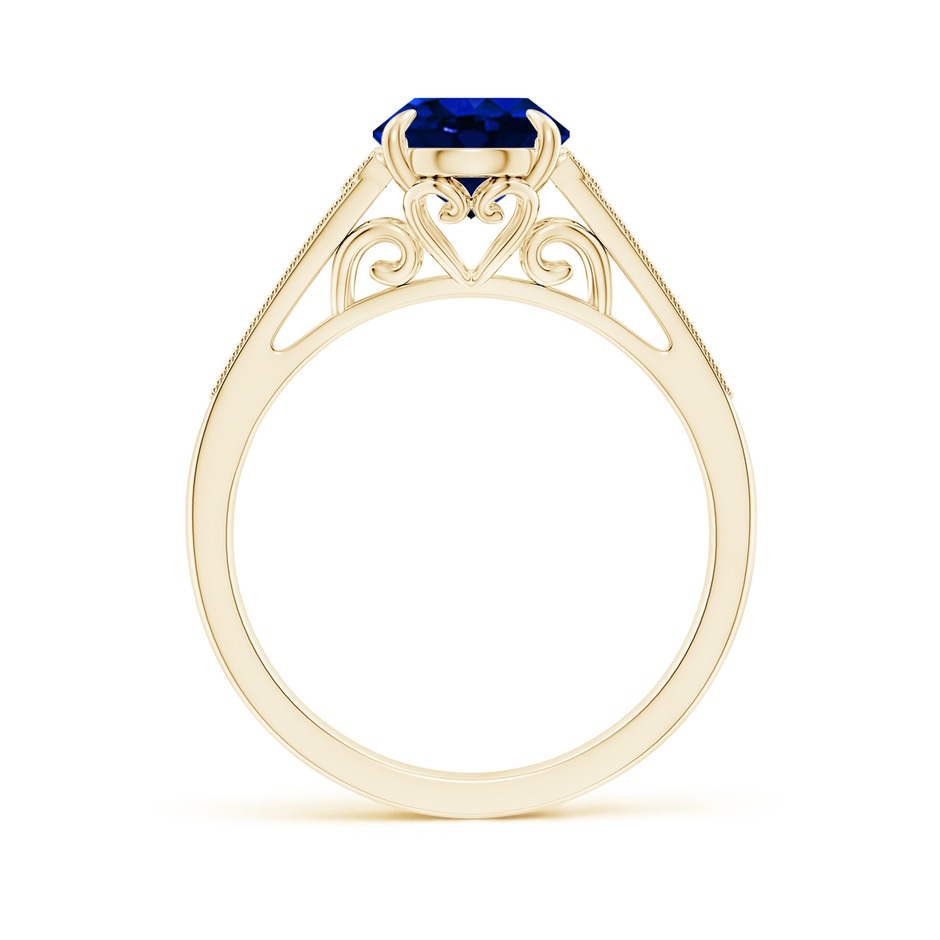 9x7mm AAAA Aeon Vintage Inspired Oval Sapphire Solitaire Engagement Ring with Milgrain in Yellow Gold side 199
