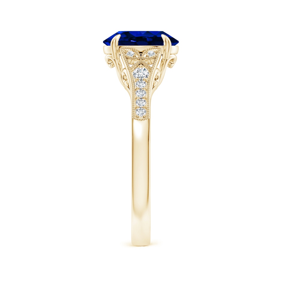 9x7mm AAAA Aeon Vintage Inspired Oval Sapphire Solitaire Engagement Ring with Milgrain in Yellow Gold side 299