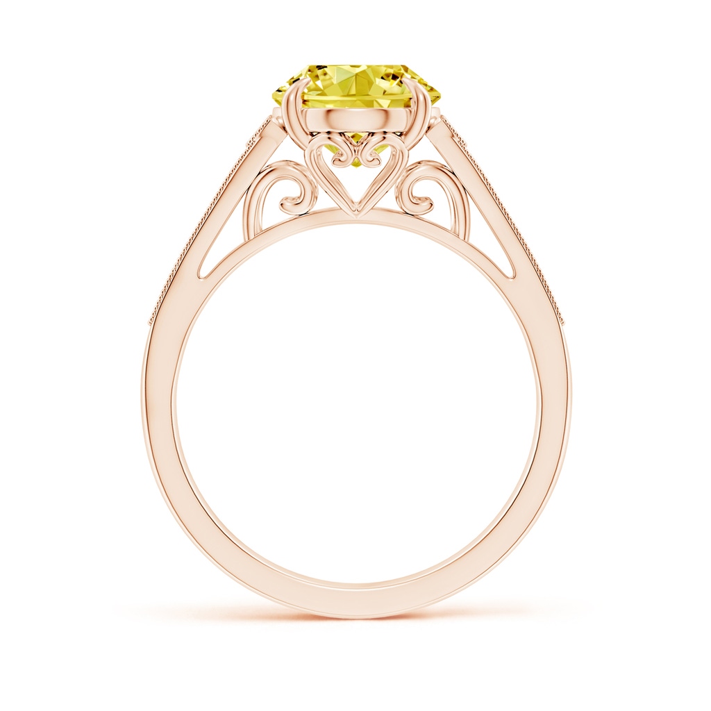 10x8mm AAAA Aeon Vintage Inspired Oval Fancy Intense Yellow Diamond Solitaire Engagement Ring with Milgrain in Rose Gold - side 199