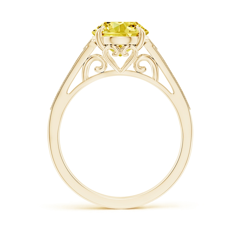 10x8mm AAAA Aeon Vintage Inspired Oval Fancy Intense Yellow Diamond Solitaire Engagement Ring with Milgrain in Yellow Gold - side 199
