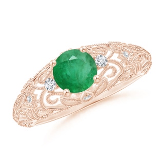 6mm A Aeon Vintage Style Solitaire Emerald Filigree Engagement Ring in Rose Gold