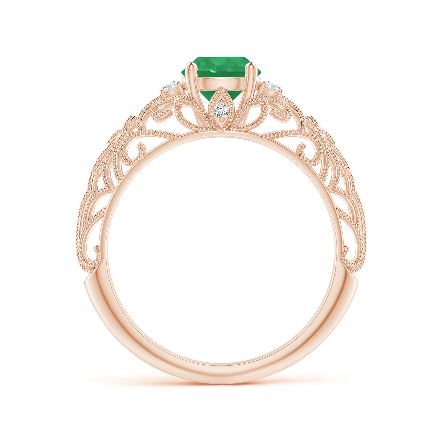 A - Emerald / 0.82 CT / 14 KT Rose Gold