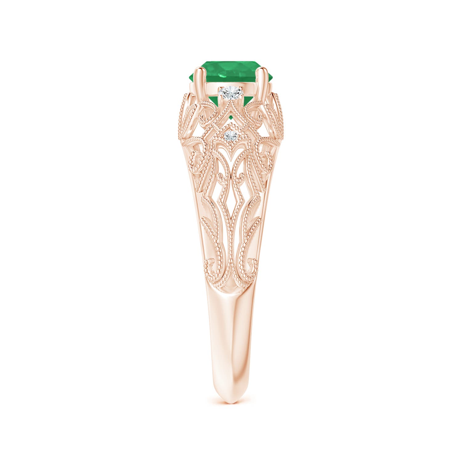 A - Emerald / 0.82 CT / 14 KT Rose Gold