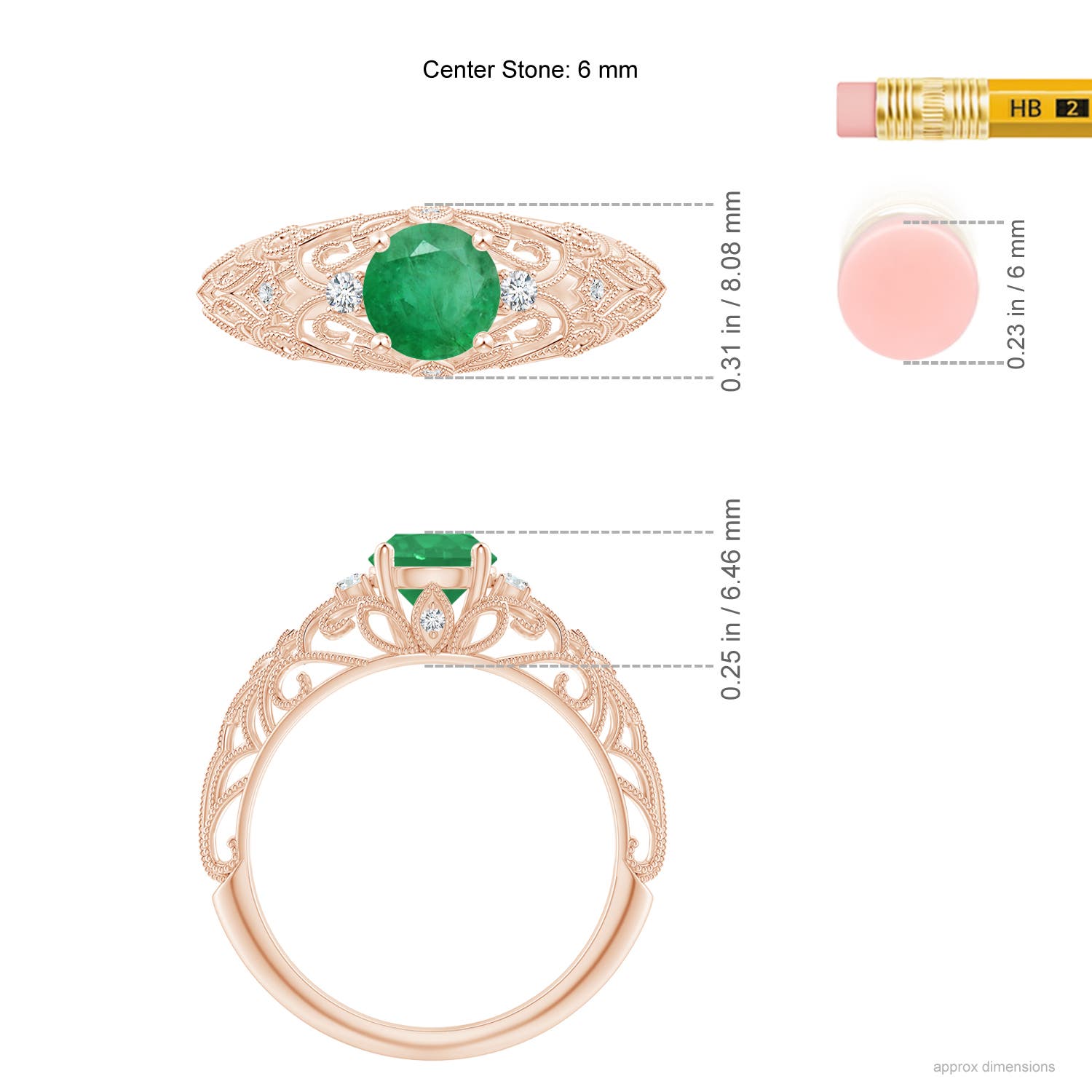 A - Emerald / 0.82 CT / 14 KT Rose Gold