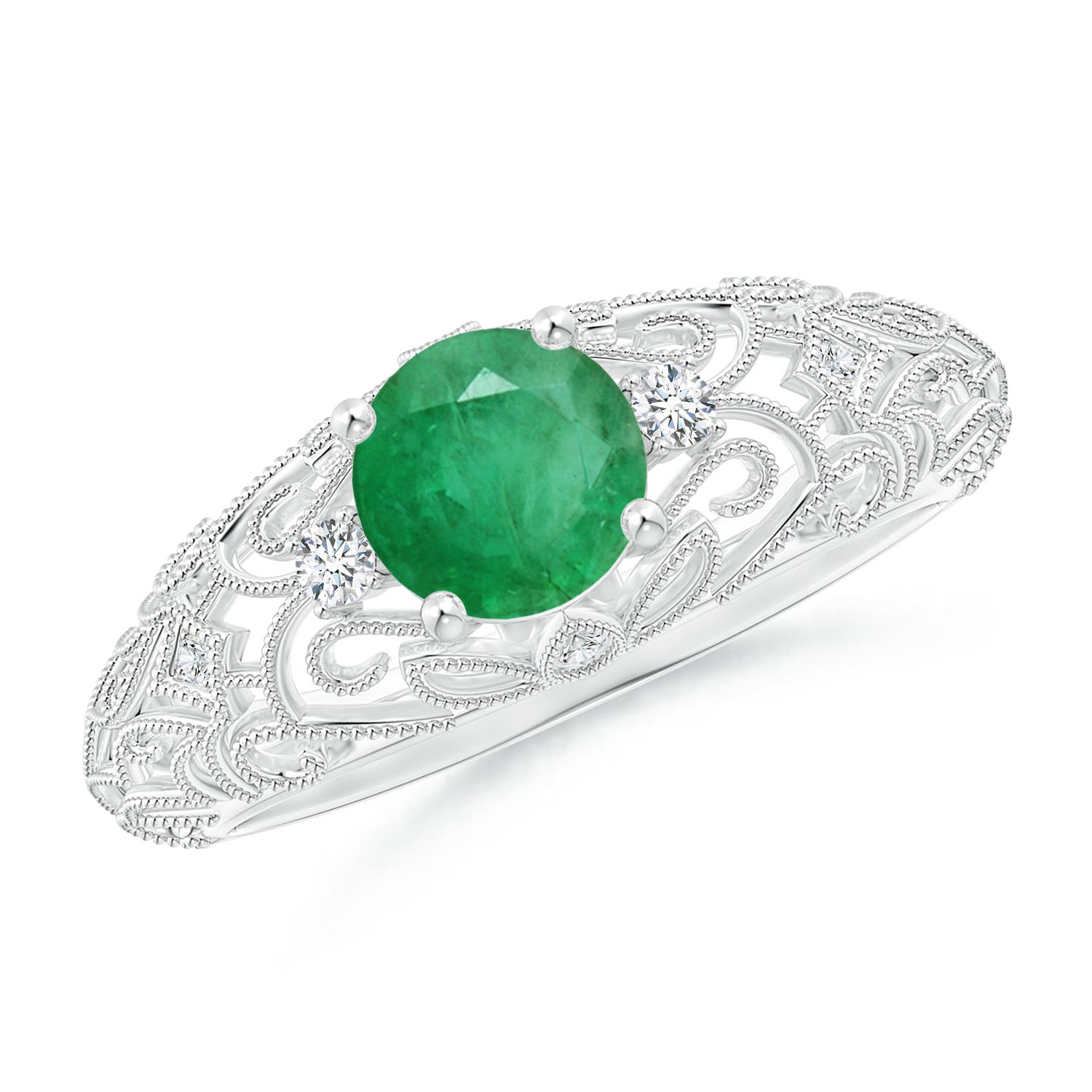 A - Emerald / 0.82 CT / 14 KT White Gold