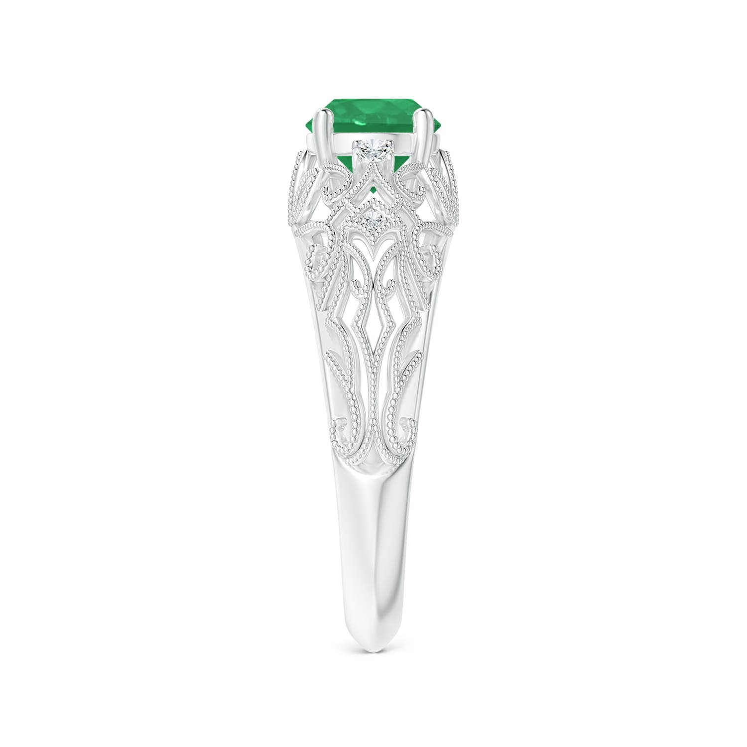 A - Emerald / 0.82 CT / 14 KT White Gold