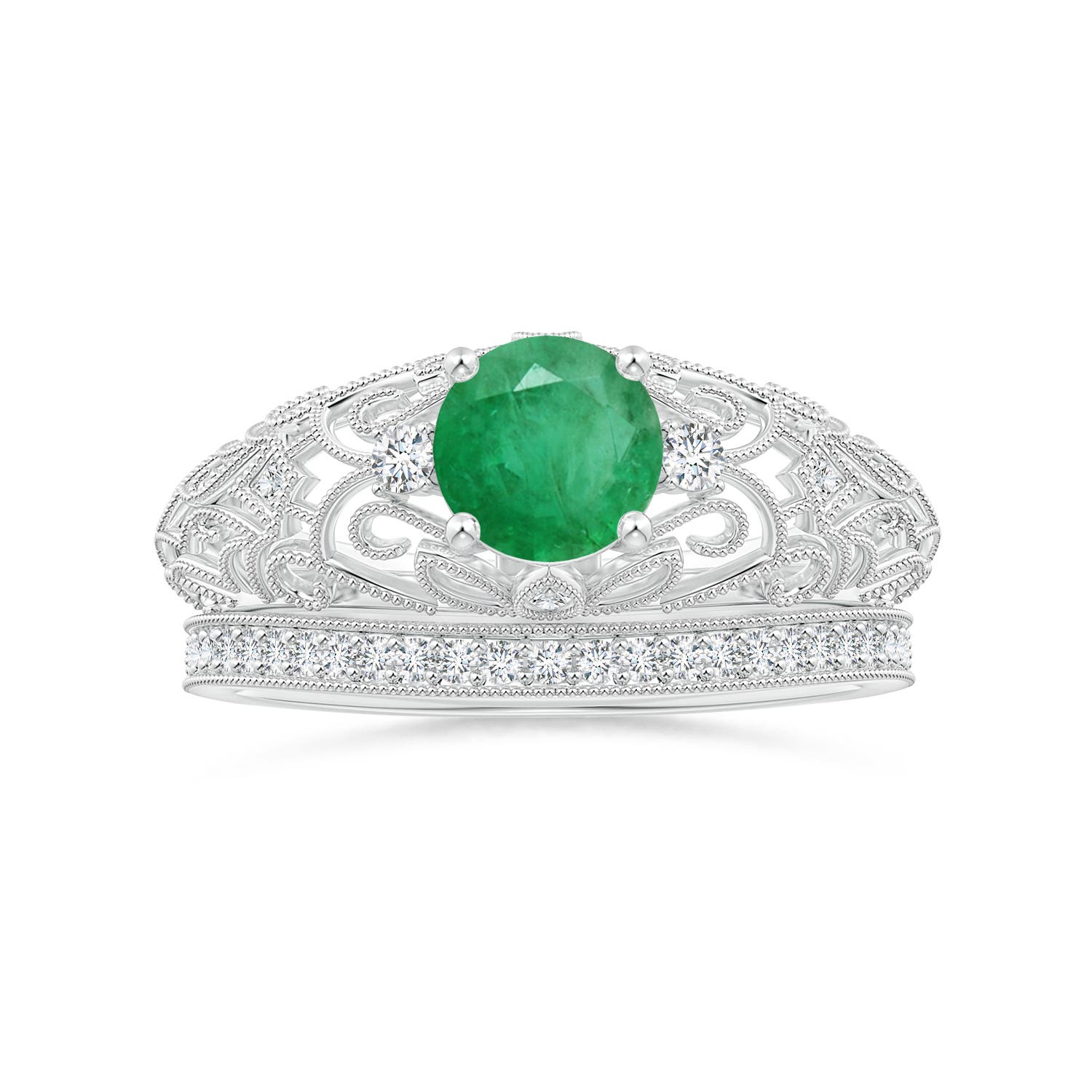 A - Emerald / 0.82 CT / 14 KT White Gold