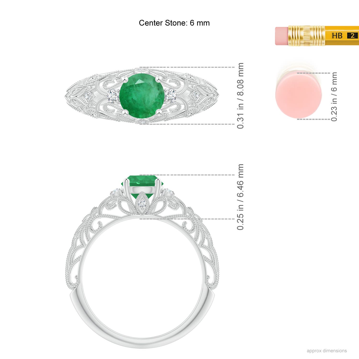 A - Emerald / 0.82 CT / 14 KT White Gold
