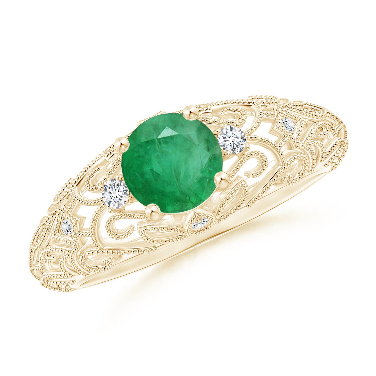 A - Emerald / 0.82 CT / 14 KT Yellow Gold