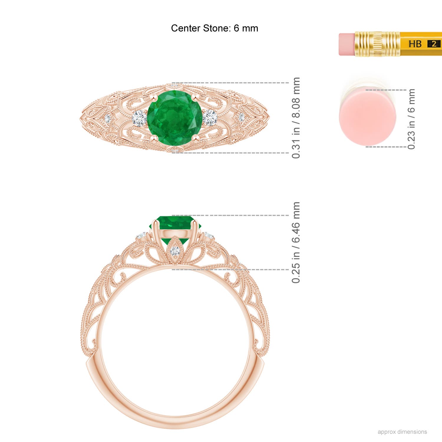 AA - Emerald / 0.82 CT / 14 KT Rose Gold